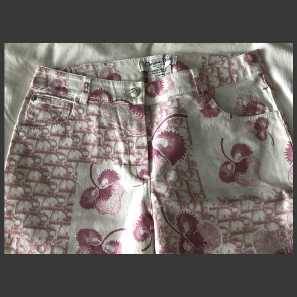 ✨Authentic Vintage Y2K Christian Dior Cherry Blossom Diorissimo Cotton Pants - Picture 3 of 13